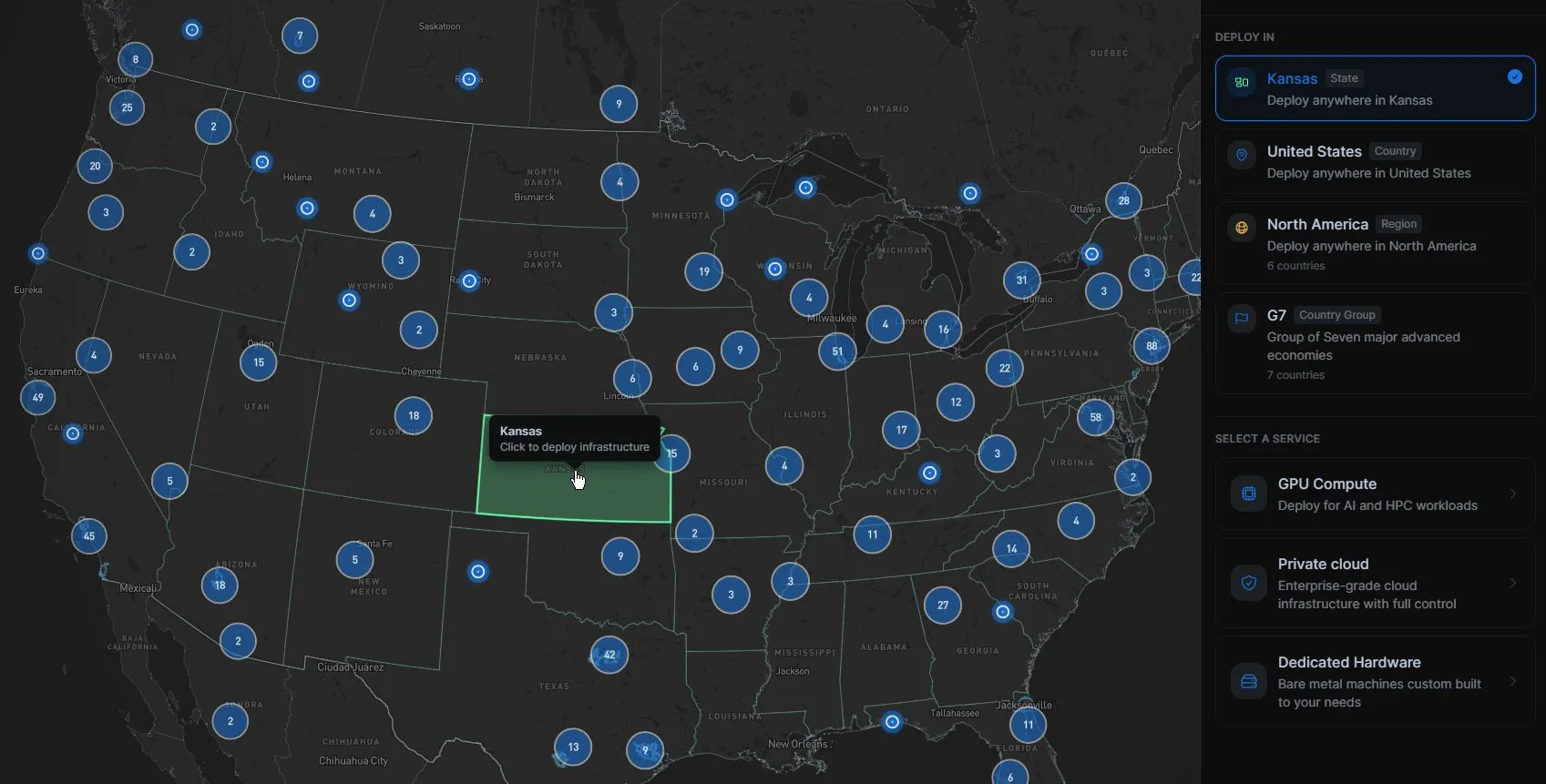 US state selection in Frontier