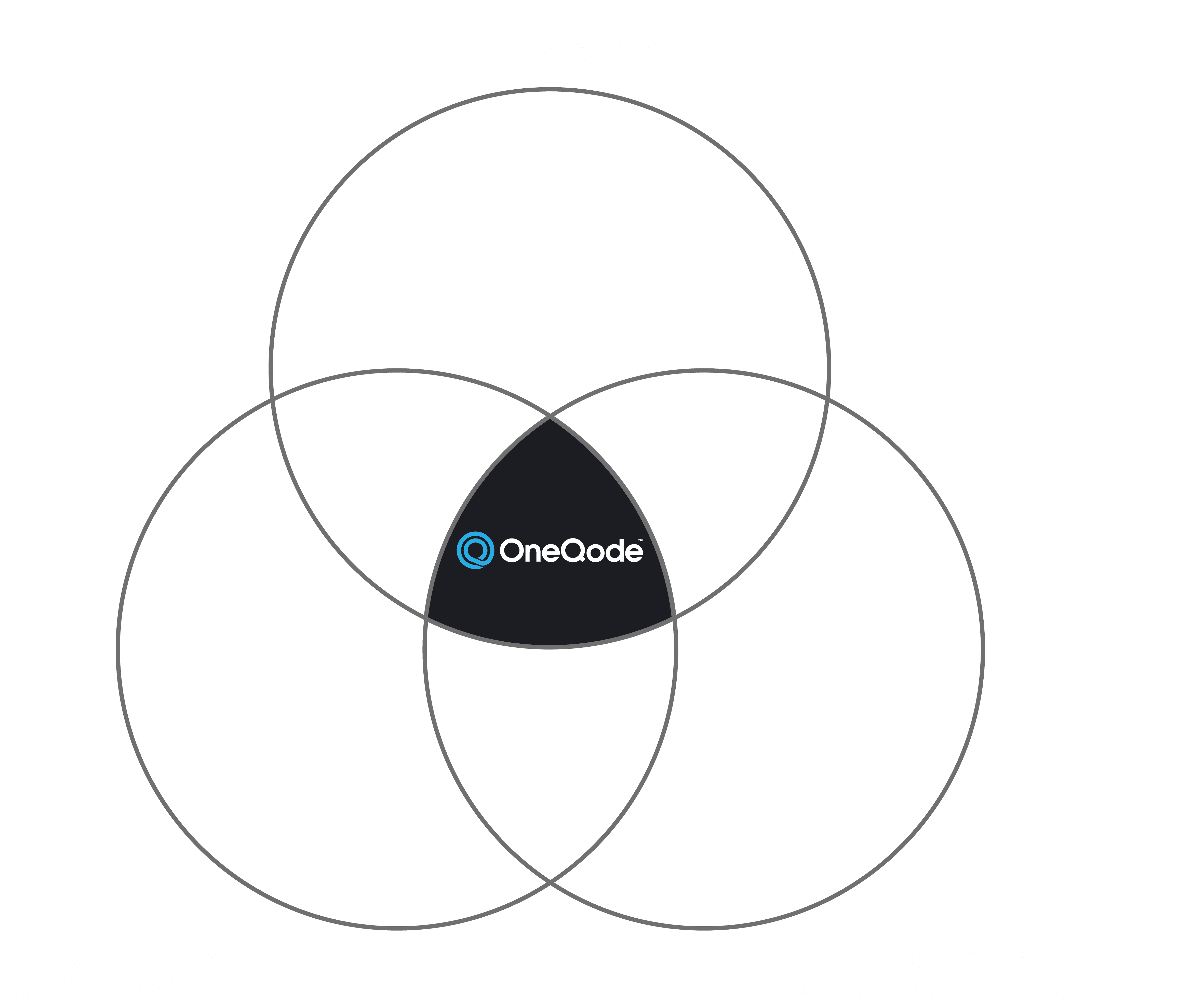The OneQode Venn Diagram • A diagram showing how OneQode is the convergence of three things: gamers who think internet sucks, an experienced carrier architect, and a full support team.