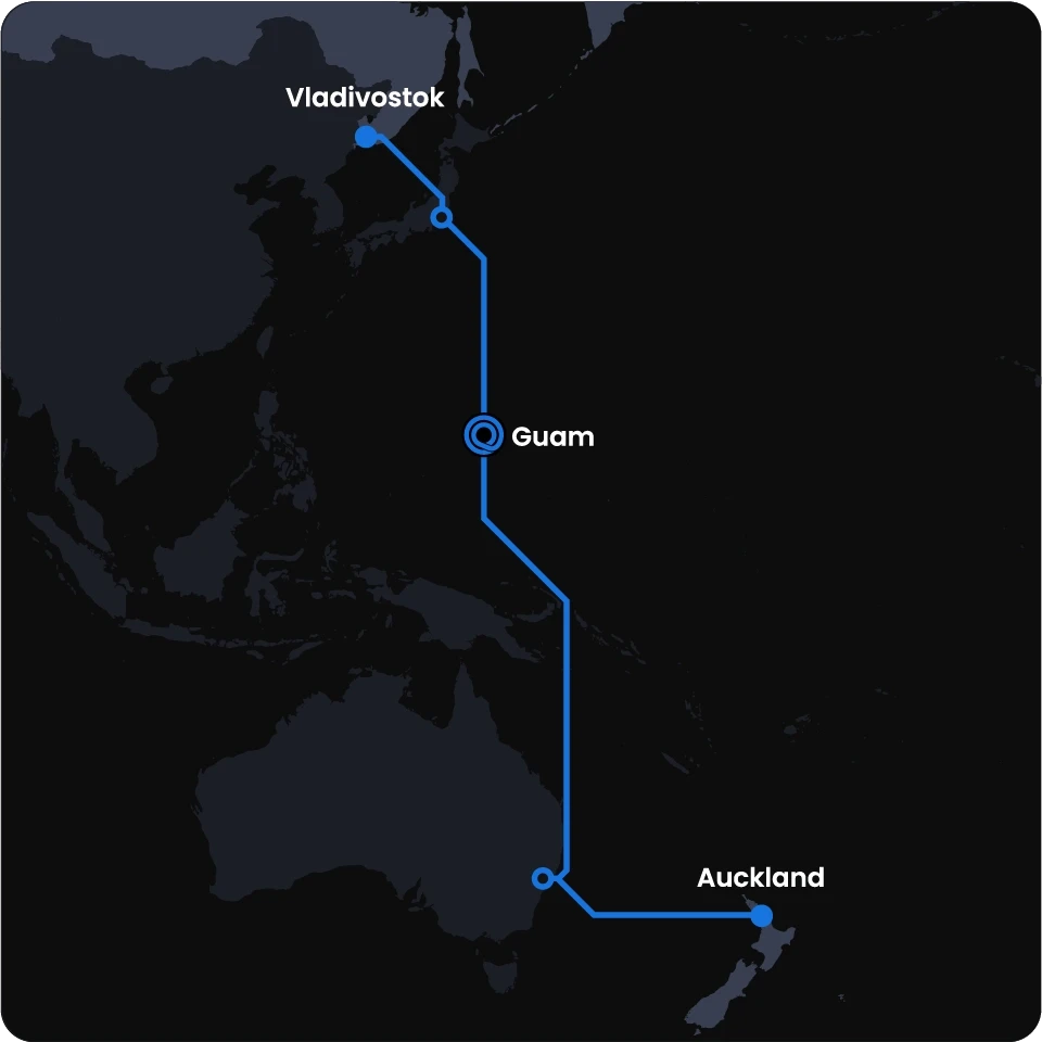 Route from Auckland to Vladivostok