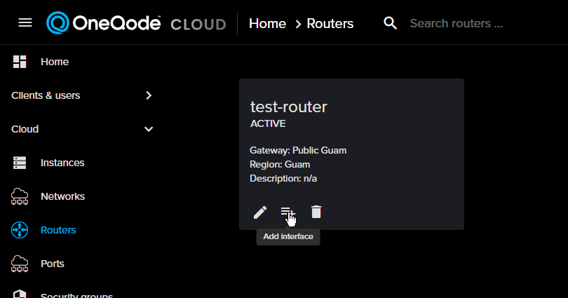 Add Interface button