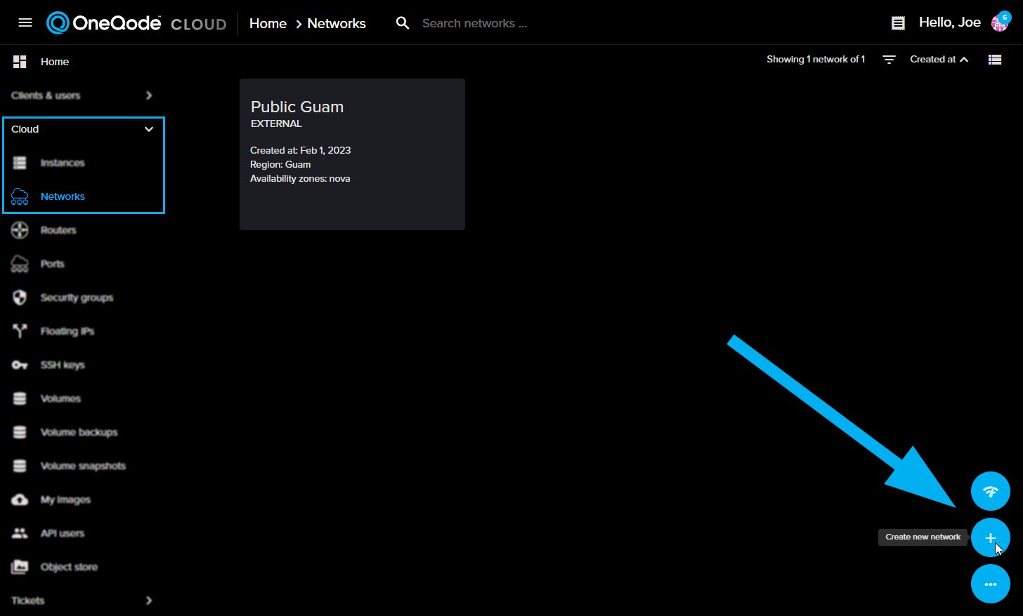 Create Network button