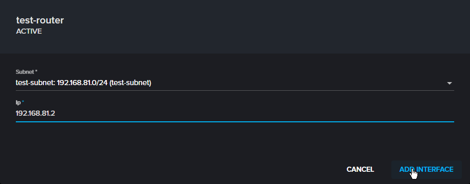 Interface configuration form