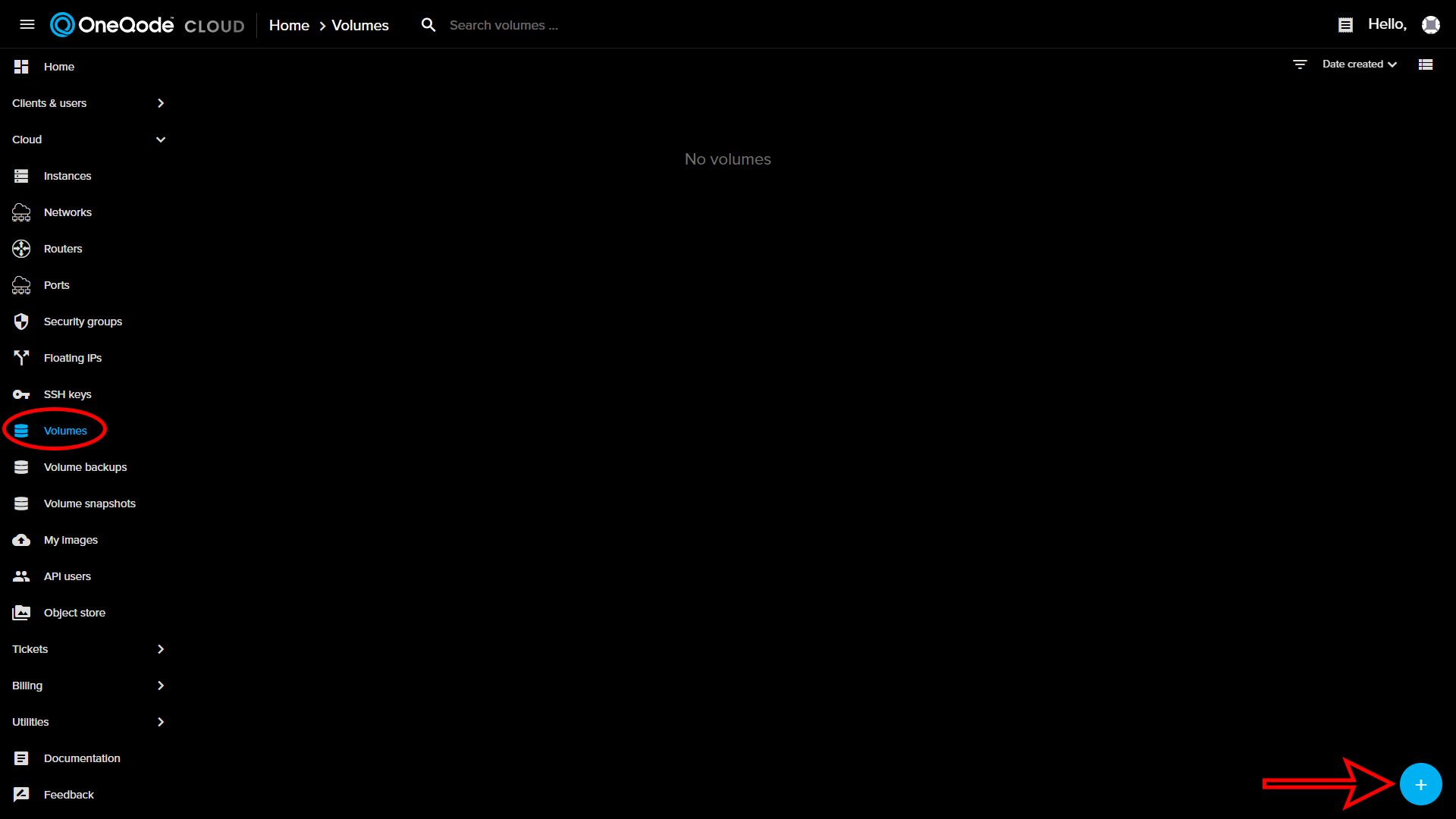 Create volume button